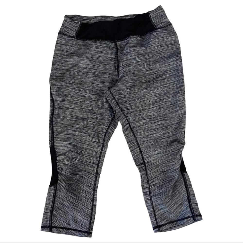 Kyodan Grey Spacedye Cropped Leggings Black Panels Women's Size Large